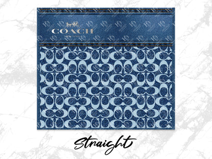 Coach Designer Notebook Cover, Luxury Denim Print, Elegant Blue and White, Fashion Stationery, Unique Gift Idea, Office Supplies, Custom