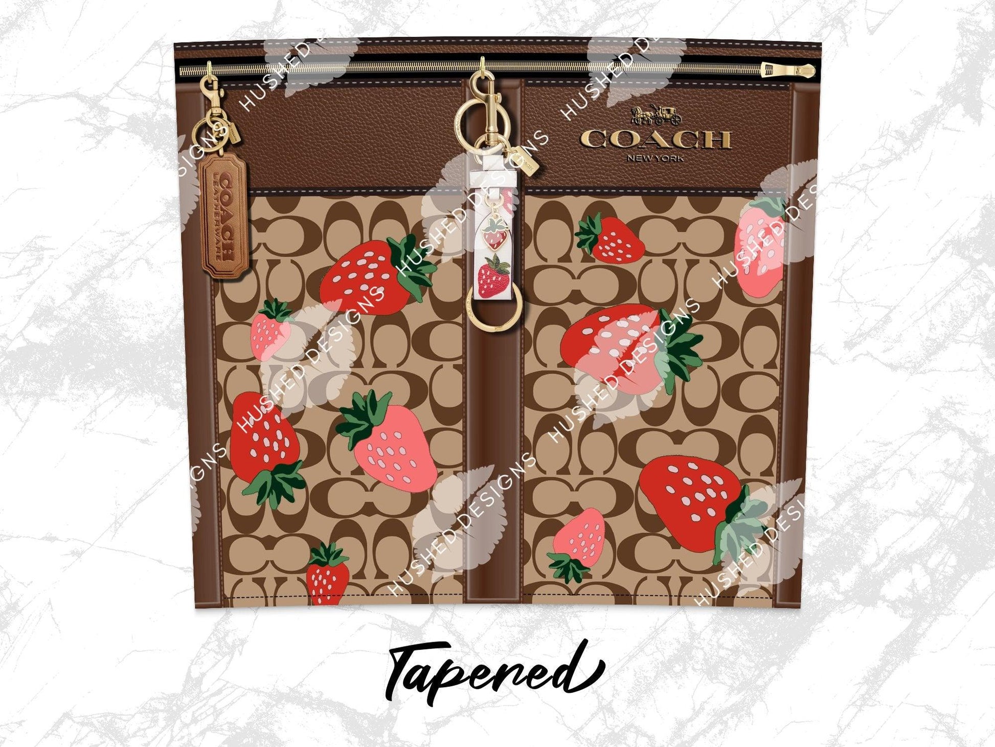 NY Coach Brown Monogram with Strawberries Plain - Hushed Designs