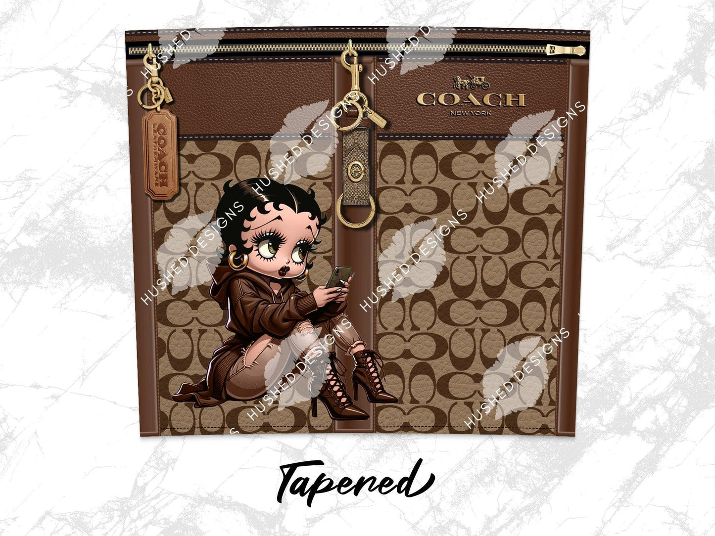 NY Coach Brown Monogram with Betty Boop Leather Texture - Hushed Designs