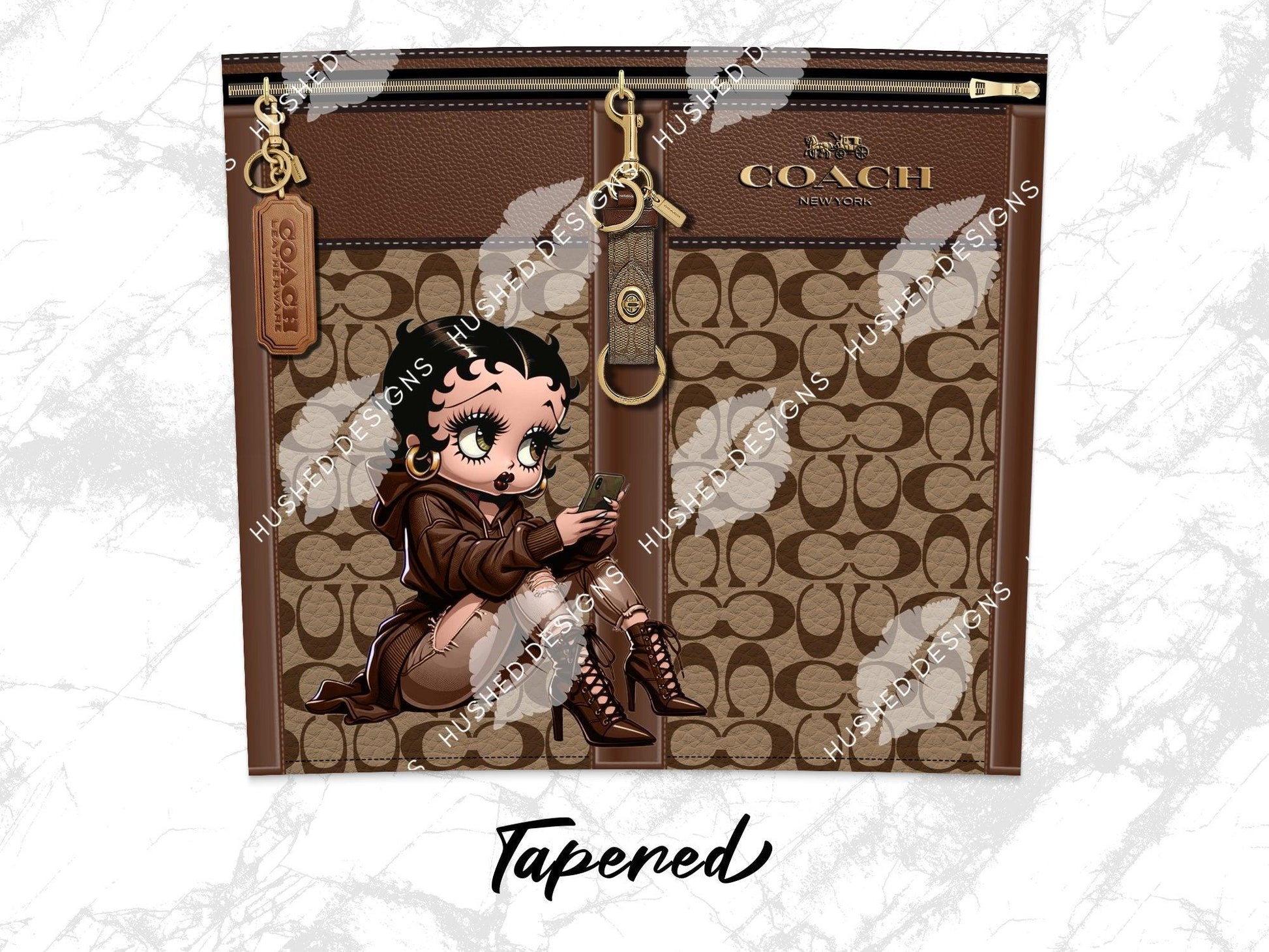 NY Coach Brown Monogram with Betty Boop Leather Texture - Hushed Designs