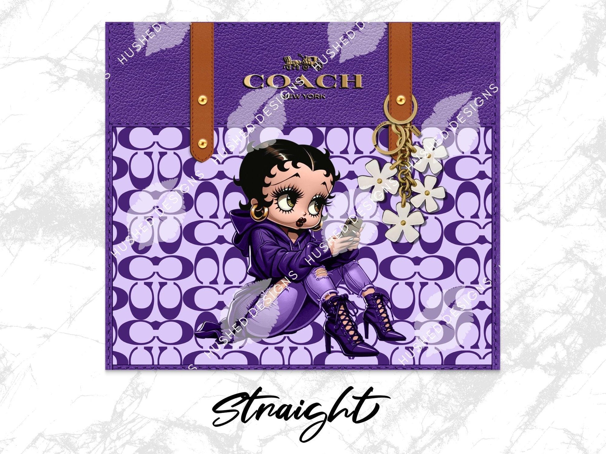 NY Coach Purple Monogram with Betty Boop Plain - Hushed Designs