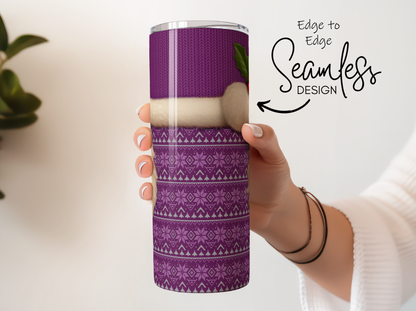 Seamless Purple Tribal Pattern Insulated Tumbler, Stainless Steel Travel Mug, Unique Gift Idea
