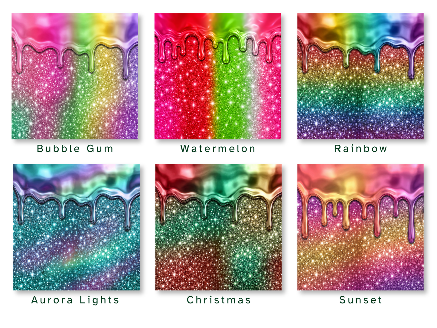 Glitter Drip Tumbler Wraps Bundle 20oz | 21 Color Sublimation PNGs (Digital Download)