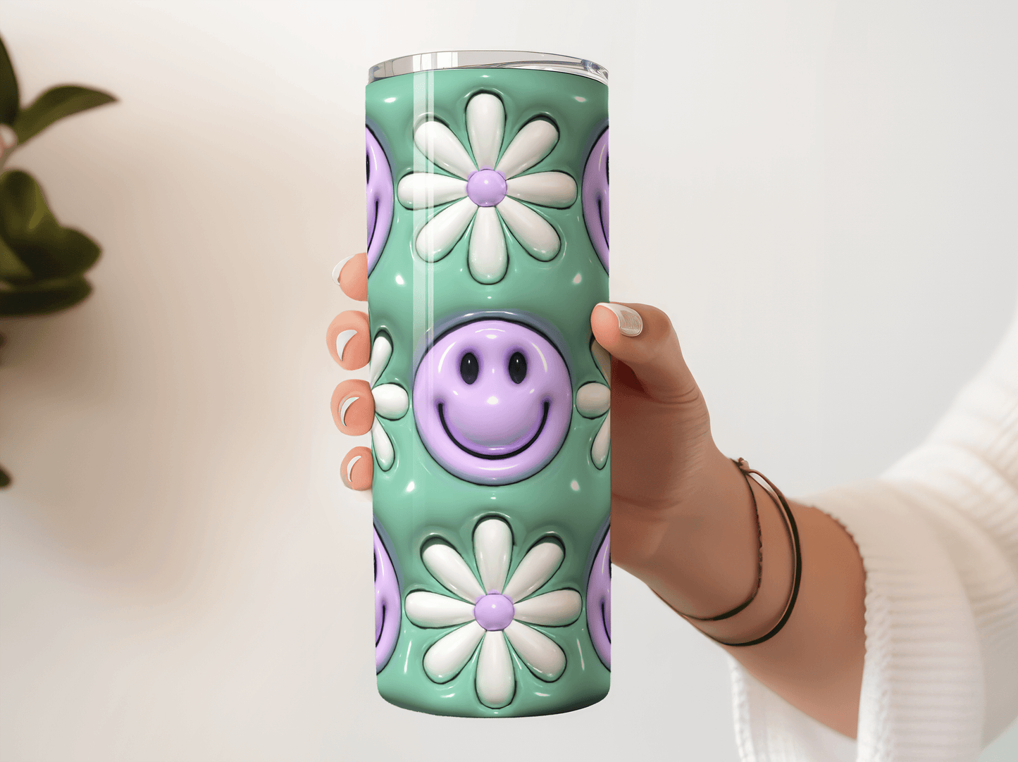 Smiley Face Pastel Green 3D Puff - Hushed Designs