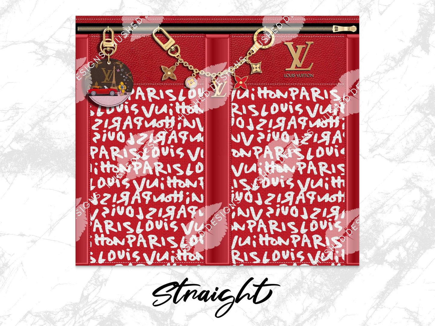 LV Red Graffiti Monogram Fabric Texture - Hushed Designs