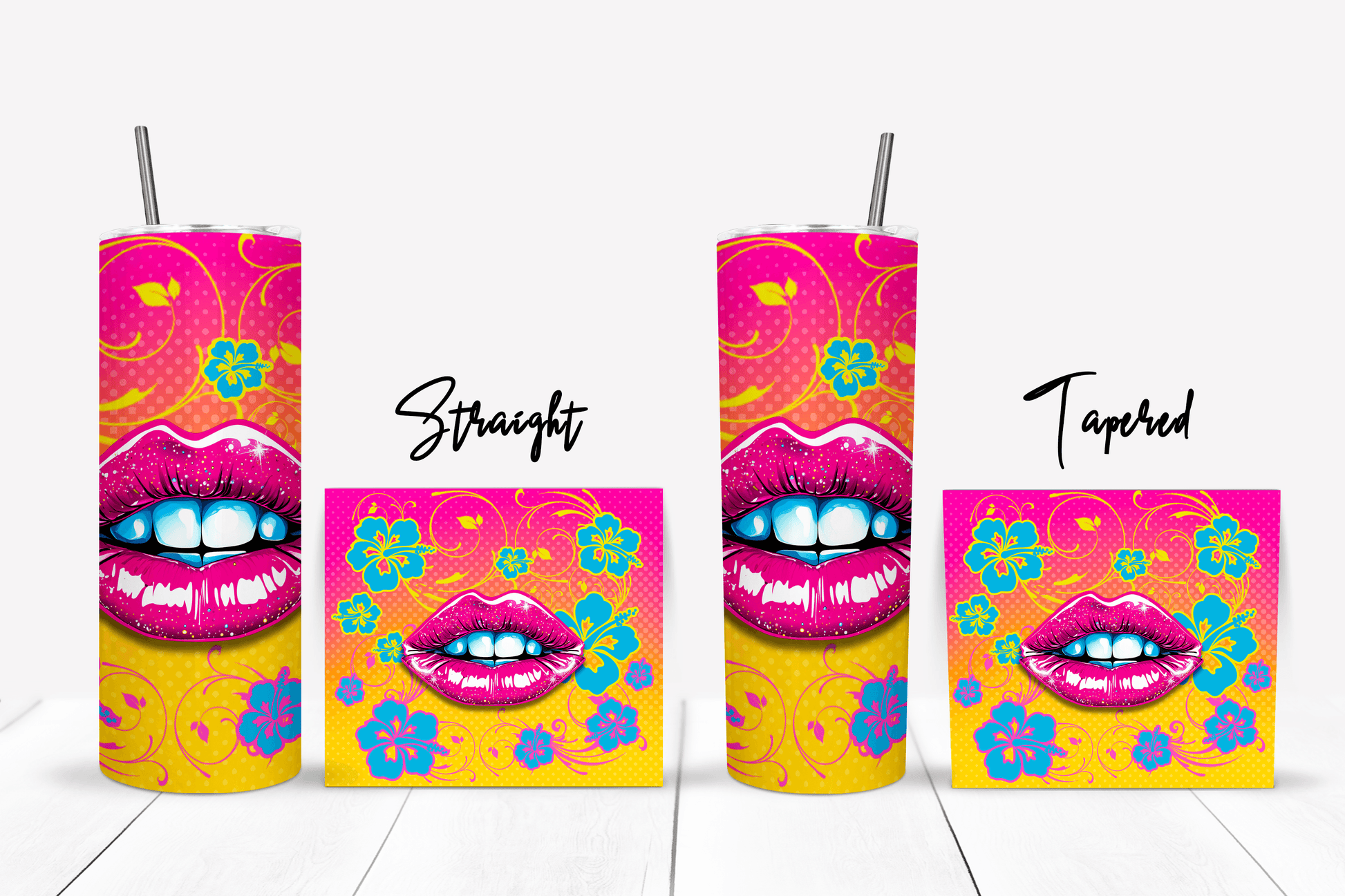 LUNCH-SET-001 Lips Lunch Tote and Tumbler Sublimation Design (Digital File) - Hushed Designs