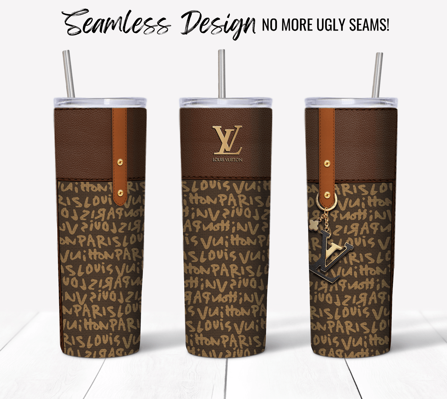 LV Designer Purse Tumbler Wrap Fabric Texture Seamless Design