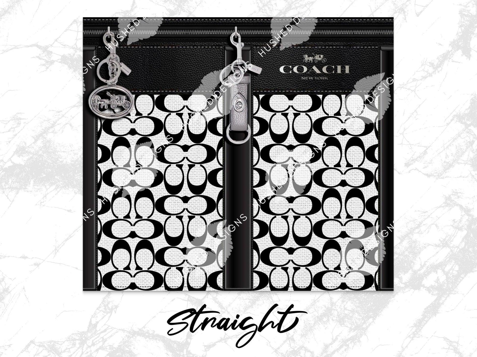 NY Coach Black and White Monogram Fabric Texture - Hushed Designs