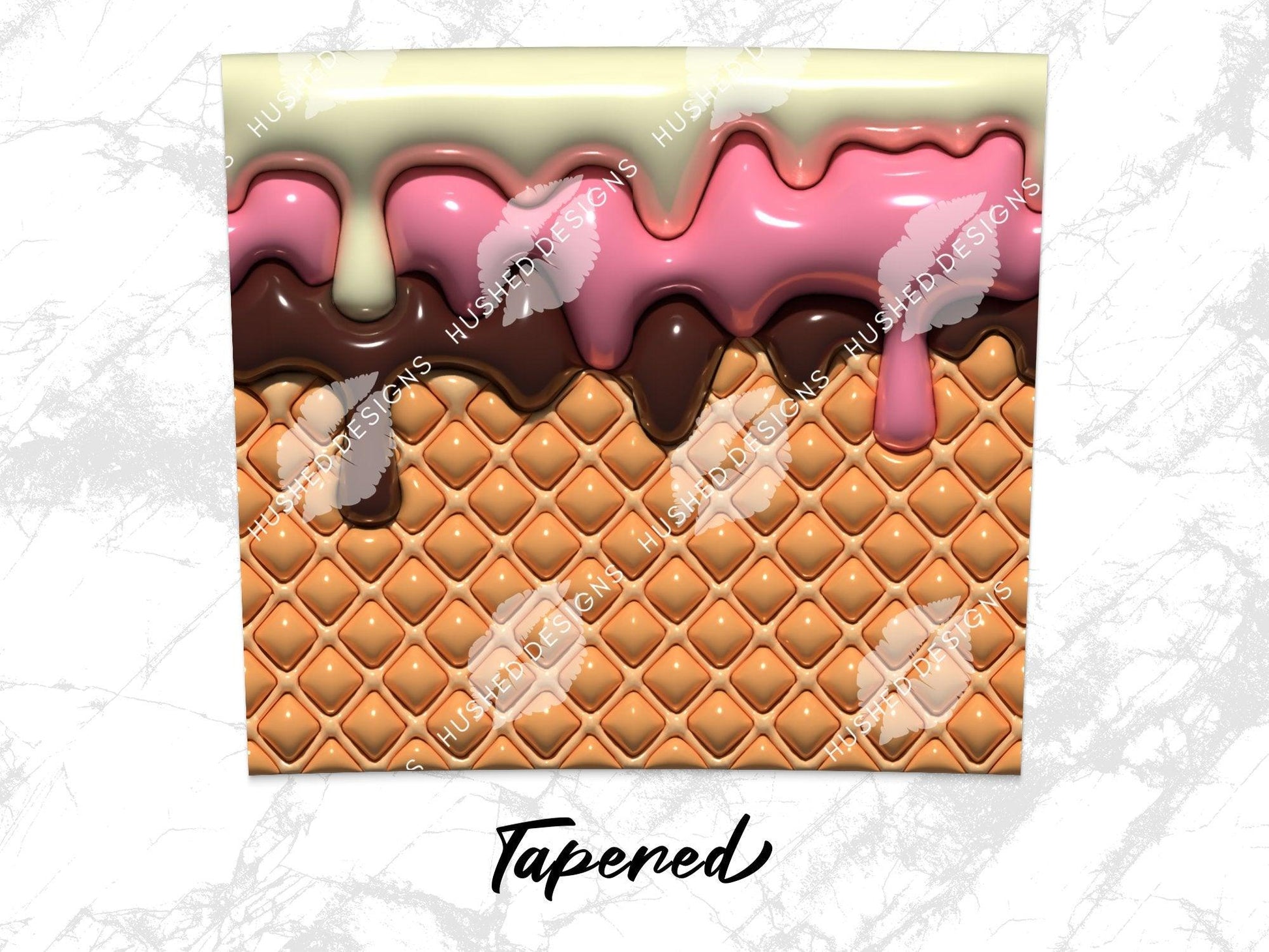 Ice Cream Cone with Pink and Chocolate 3D Puff - Hushed Designs