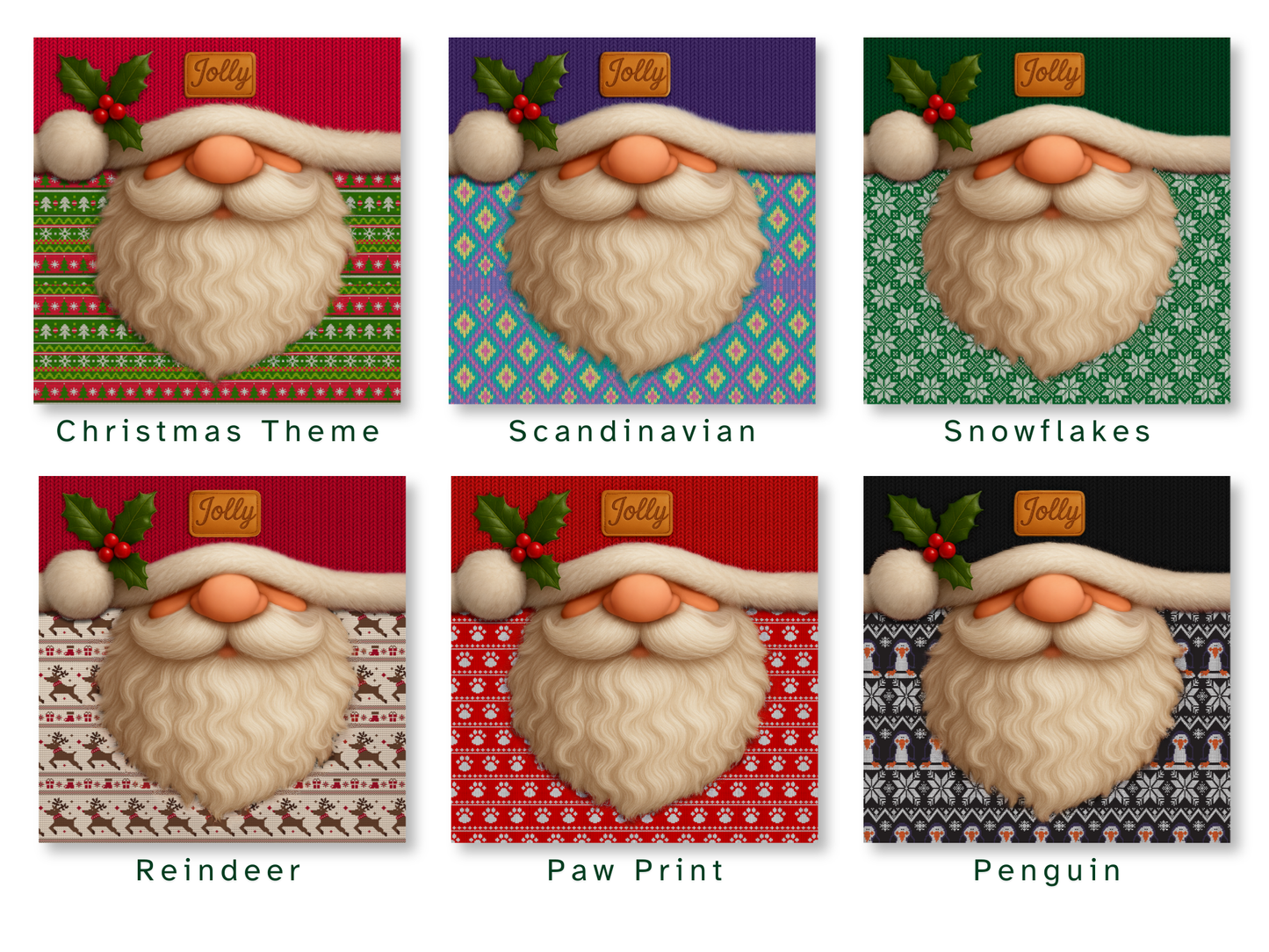 Jolly Bearded Gnome Head Patterned Holiday product type