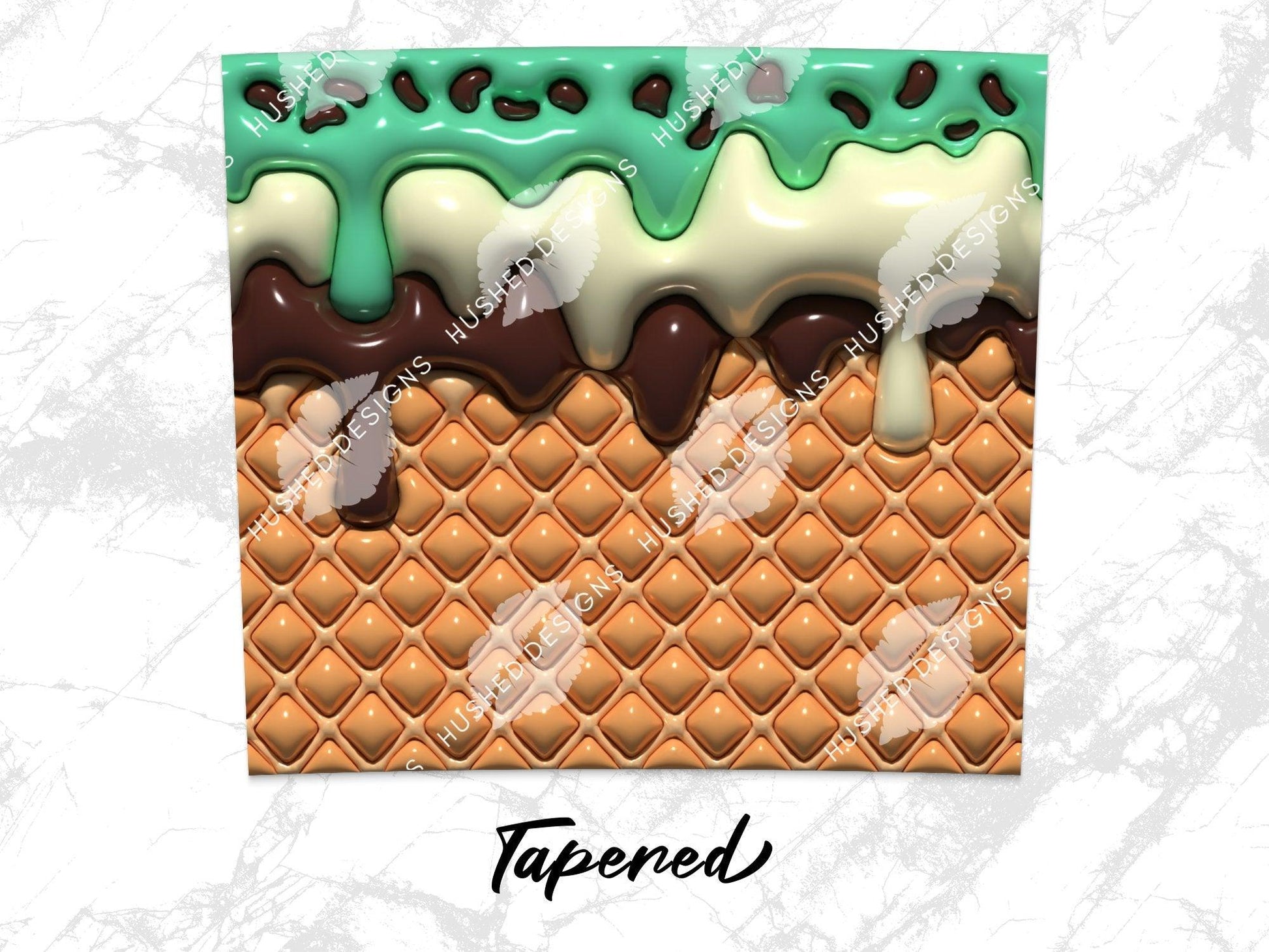 Ice Cream Cone with Peppermint and Chocolate 3D Puff - Hushed Designs