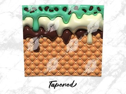 Ice Cream Cone with Peppermint and Chocolate 3D Puff - Hushed Designs