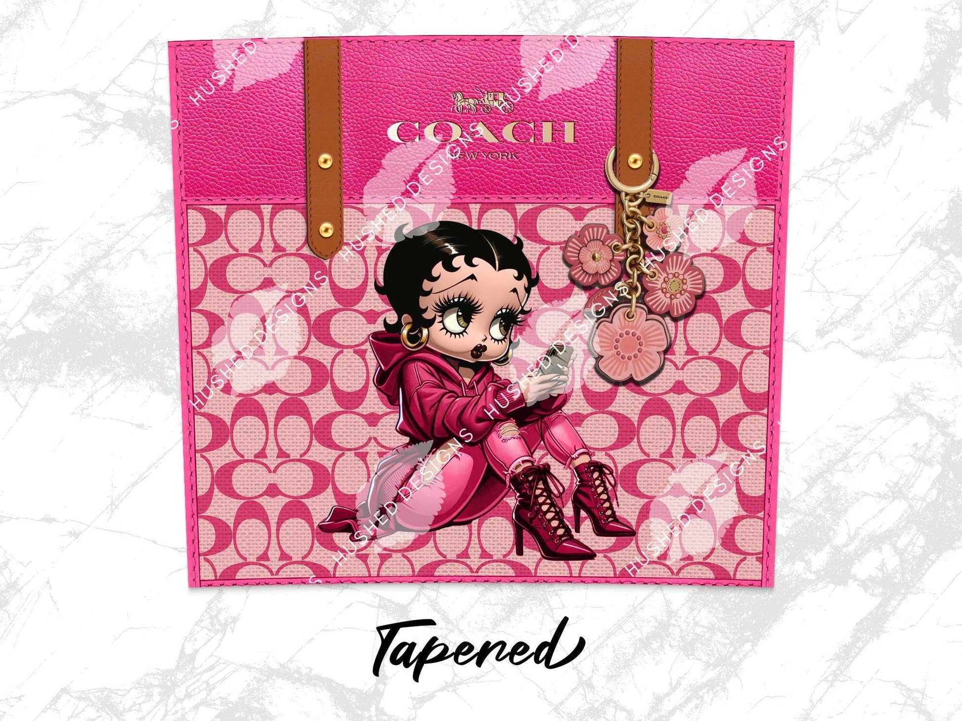 NY Coach Pink Monogram with Betty Boop Fabric Texture - Hushed Designs