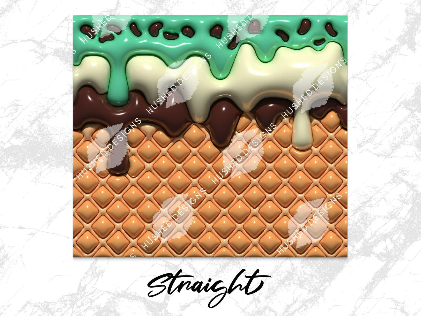 Ice Cream Cone with Peppermint and Chocolate 3D Puff - Hushed Designs