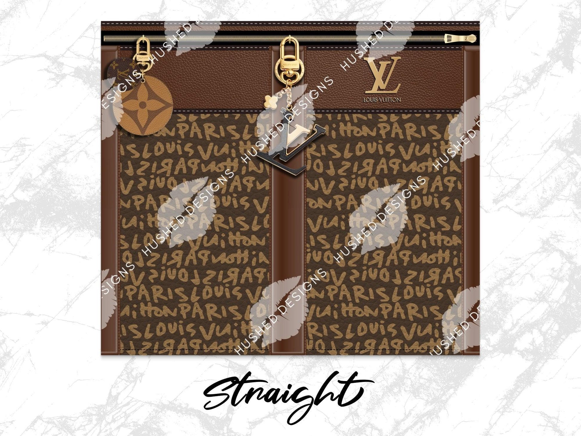 LV Brown Graffiti Monogram Designer Purse with Leather Texture - Hushed Designs