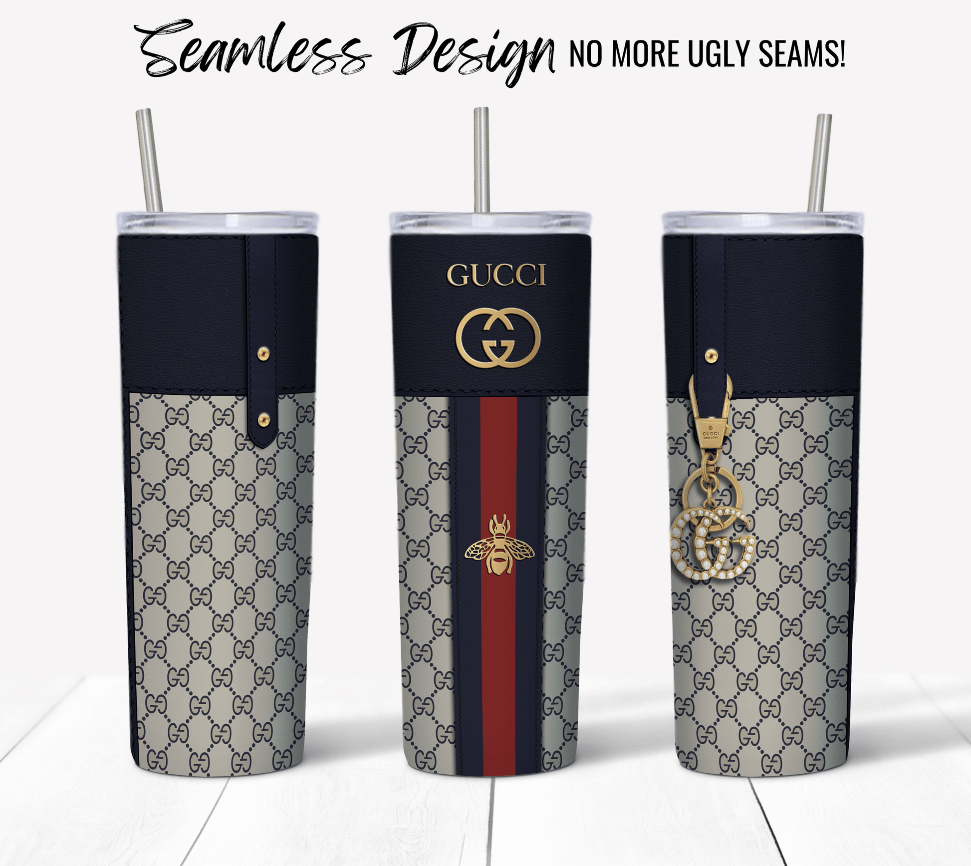 Gucci Navy Blue Monogram Plain - Hushed Designs