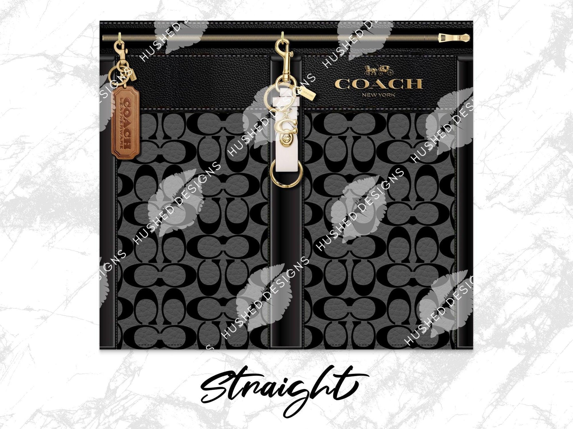 NY Coach Black and Grey Monogram Leather Texture - Hushed Designs