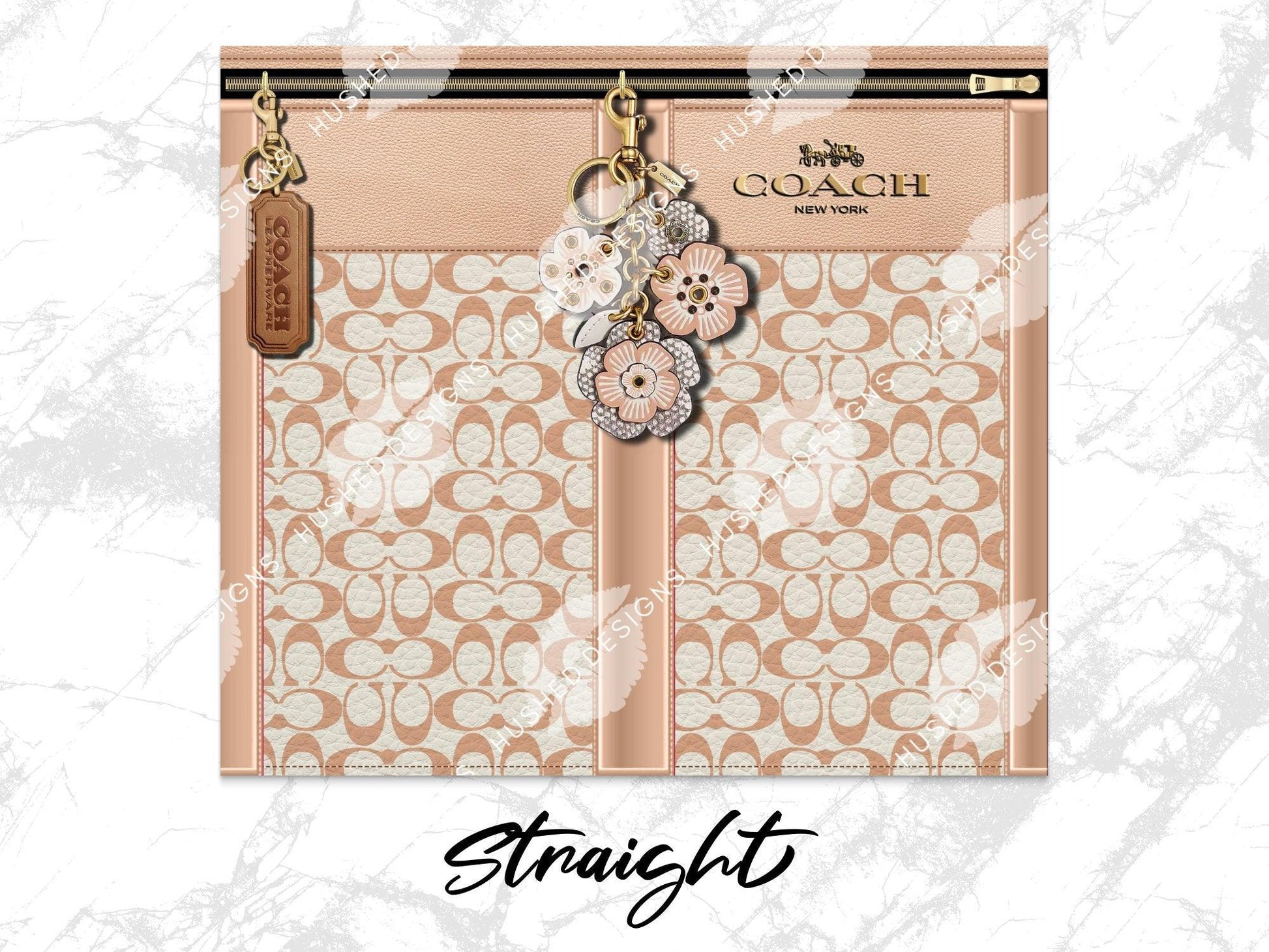 NY Coach Beige Monogram Leather Texture - Hushed Designs