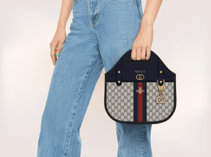 Gucci Navy Blue Monogram Lunch Tote and Tumbler Set Plain - Hushed Designs