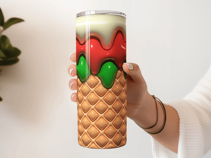 Ice Cream Cone with Red and Green 3D Puff - Hushed Designs