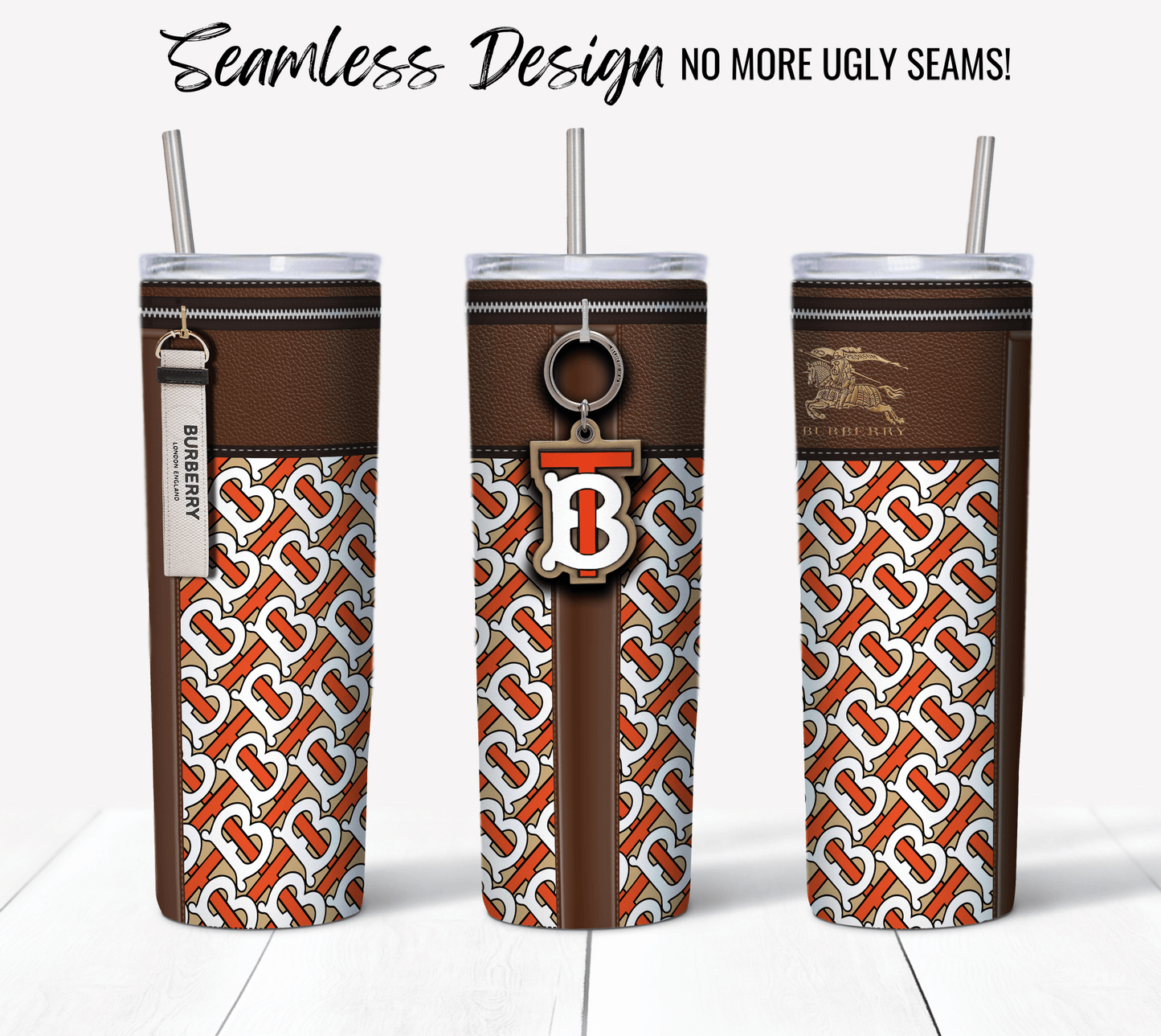 Burberry Orange and White Monogram - Hushed Designs