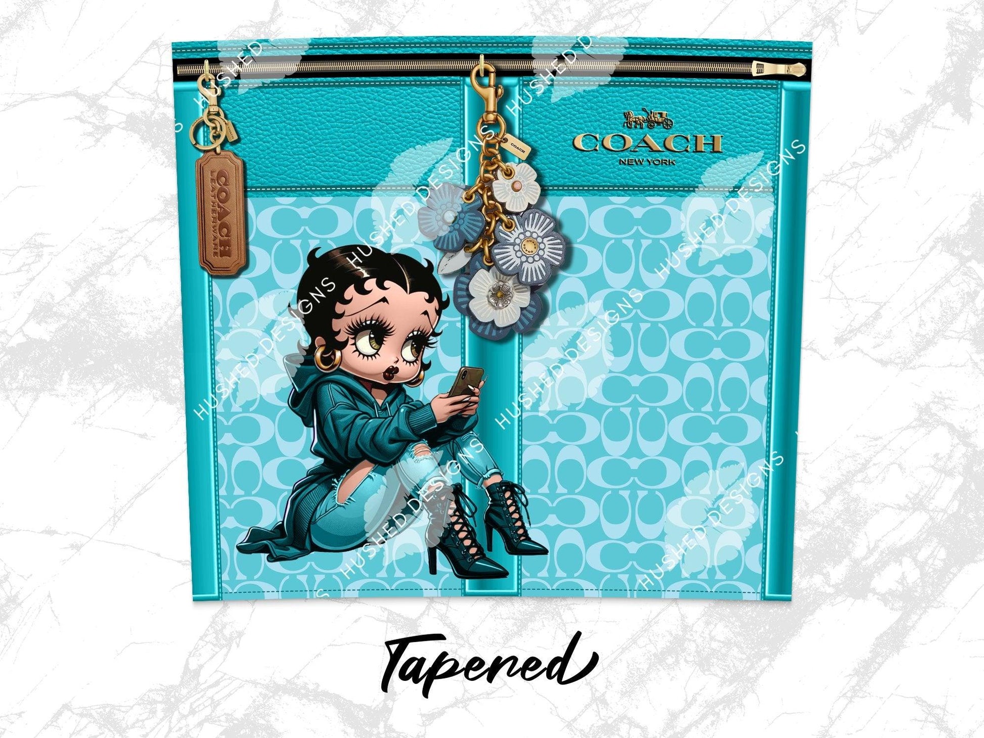 NY Coach Turquoise Monogram with Betty Boop Plain - Hushed Designs