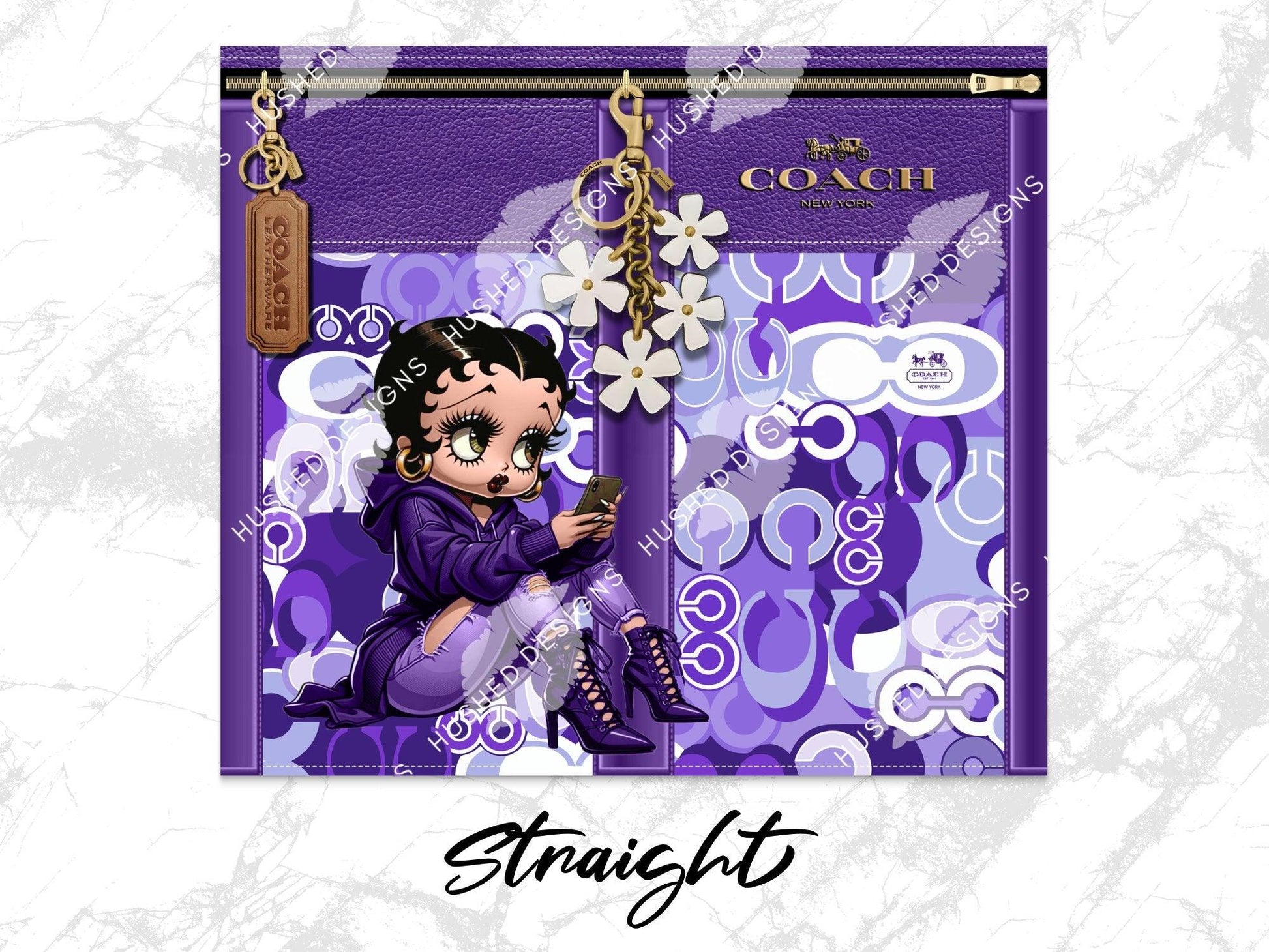 NY Coach Purple Monogram with Betty Boop Plain - Hushed Designs