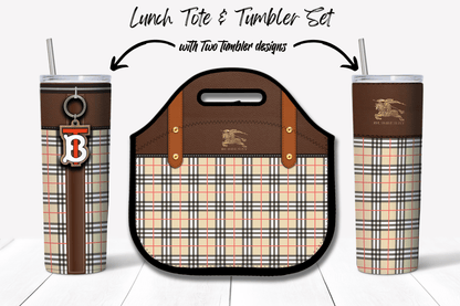 Burberry Plaid Lunch Tote and Tumbler Set - Hushed Designs