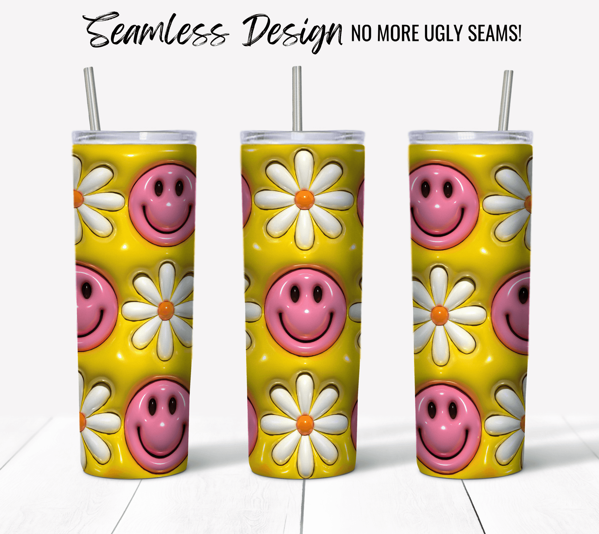 Smiley Face Yellow 3D Puff - Hushed Designs