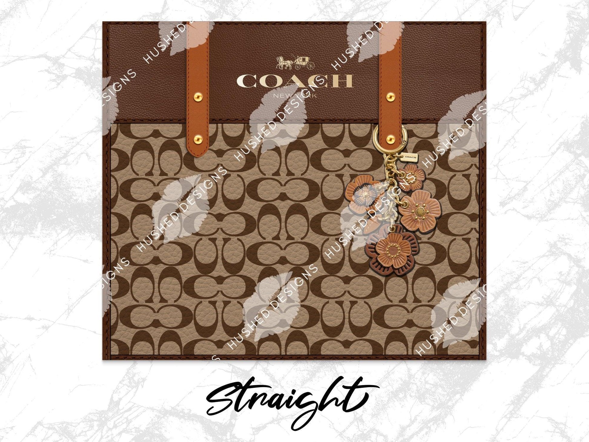 NY Coach Brown Monogram Leather Texture - Hushed Designs