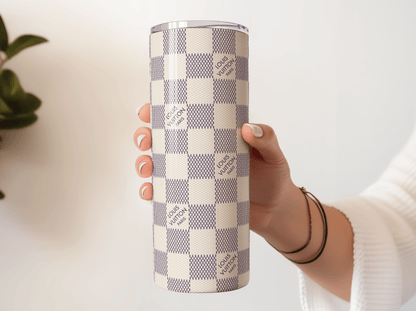 LV Cream Checkered Lunch Tote and Tumbler Set - Hushed Designs