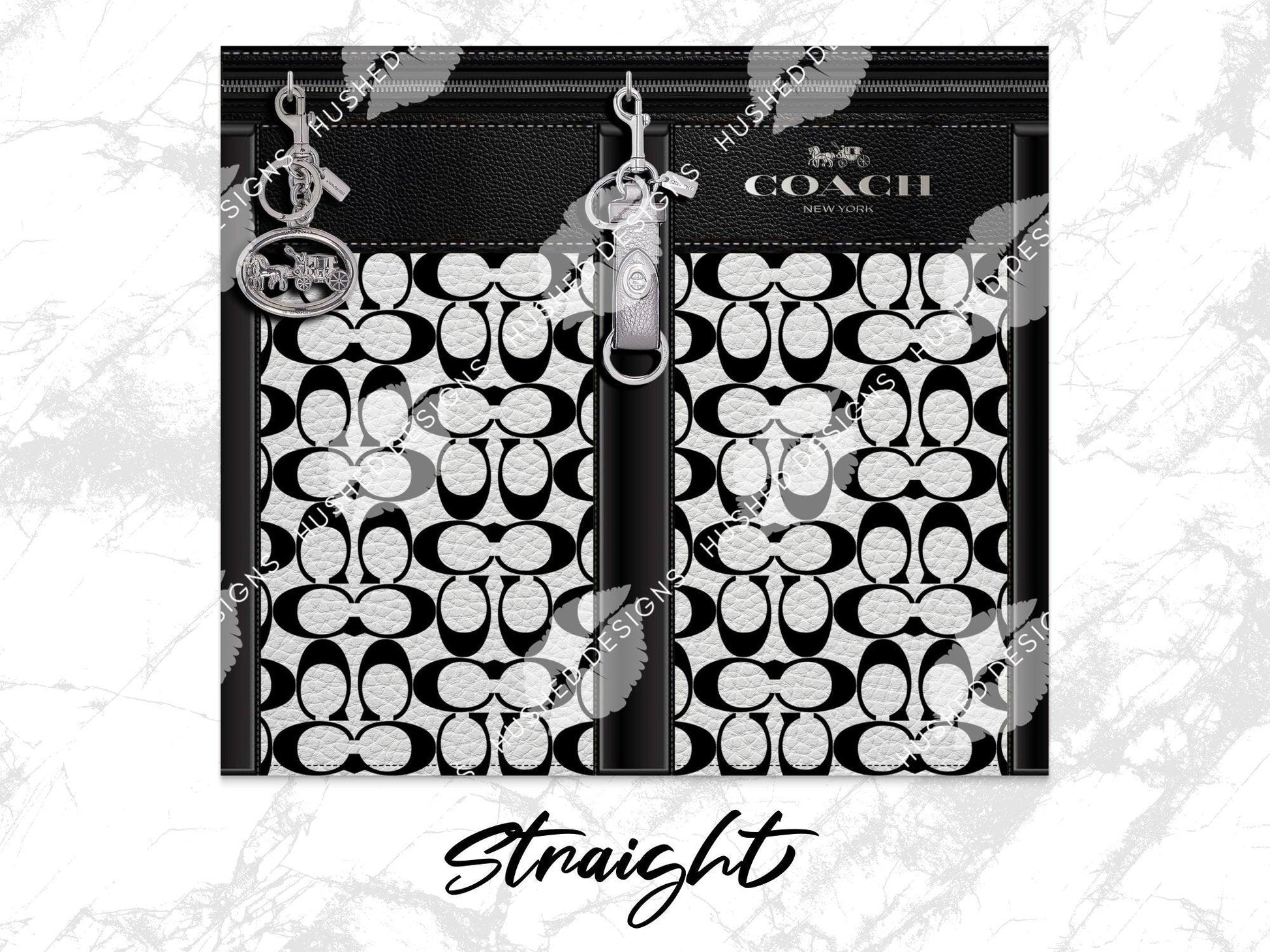 NY Coach Black and White Monogram Leather Texture - Hushed Designs