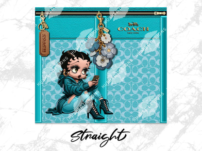 NY Coach Turquoise Monogram with Betty Boop Leather Texture - Hushed Designs