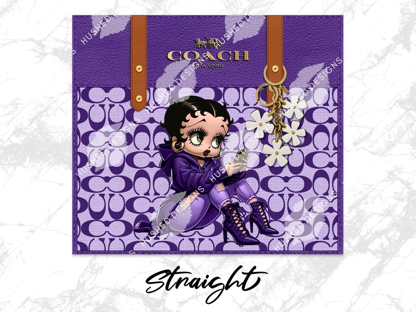 NY Coach Purple Monogram with Betty Boop Fabric Texture - Hushed Designs