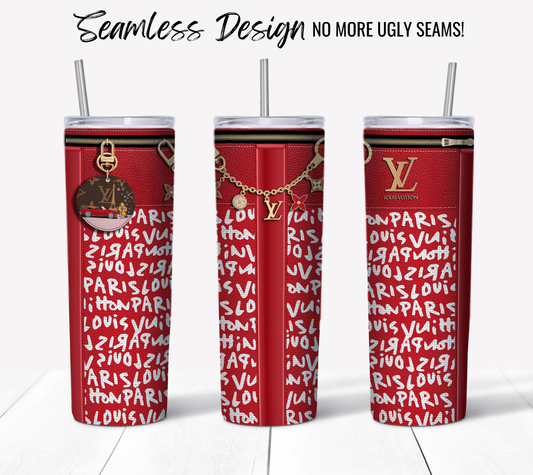 LV Red Graffiti Monogram Fabric Texture - Hushed Designs