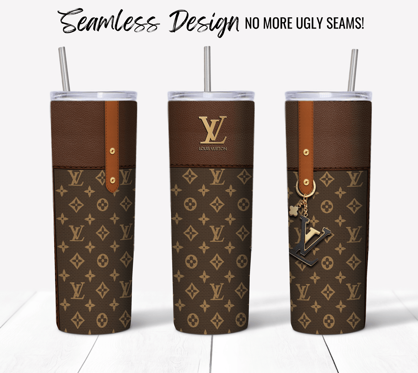 LV Designer Purse Tumbler Wrap Fabric Texture Seamless Design