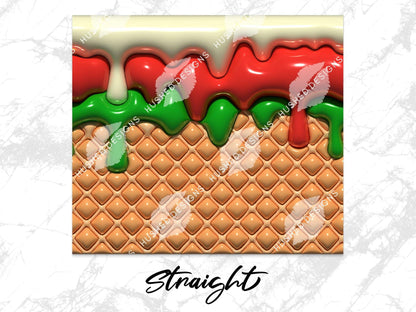 Ice Cream Cone with Red and Green 3D Puff - Hushed Designs