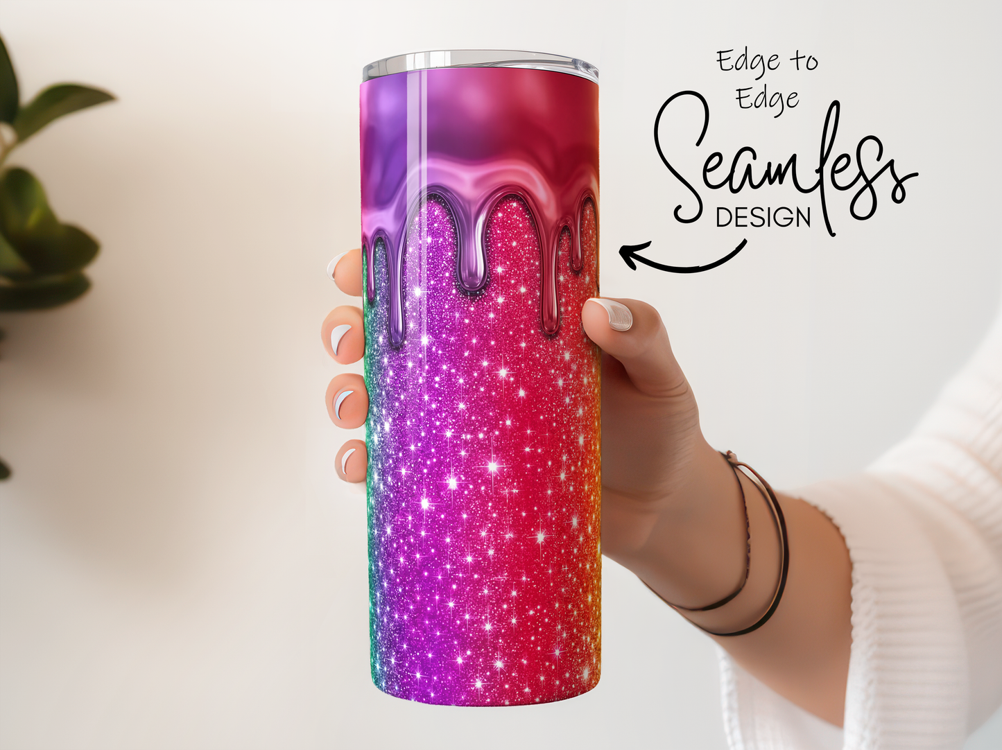 Glitter Drip Seamless Edge to Edge Design Tumbler product type