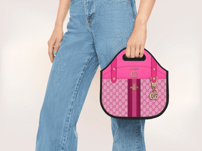 Gucci Pink Monogram with Pink Strap Lunch Tote and Tumbler Set Fabric Texture - Hushed Designs