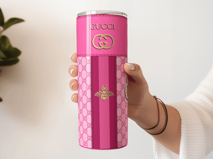 Gucci Pink Monogram with Brown Strap Lunch Tote and Tumbler Set Plain - Hushed Designs