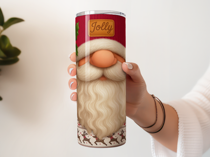 Festive Santa Tumbler, Christmas Drinkware, Santa Beard and Hat, Holiday Gift, Insulated Beverage Holder, Unique Seasonal Cup