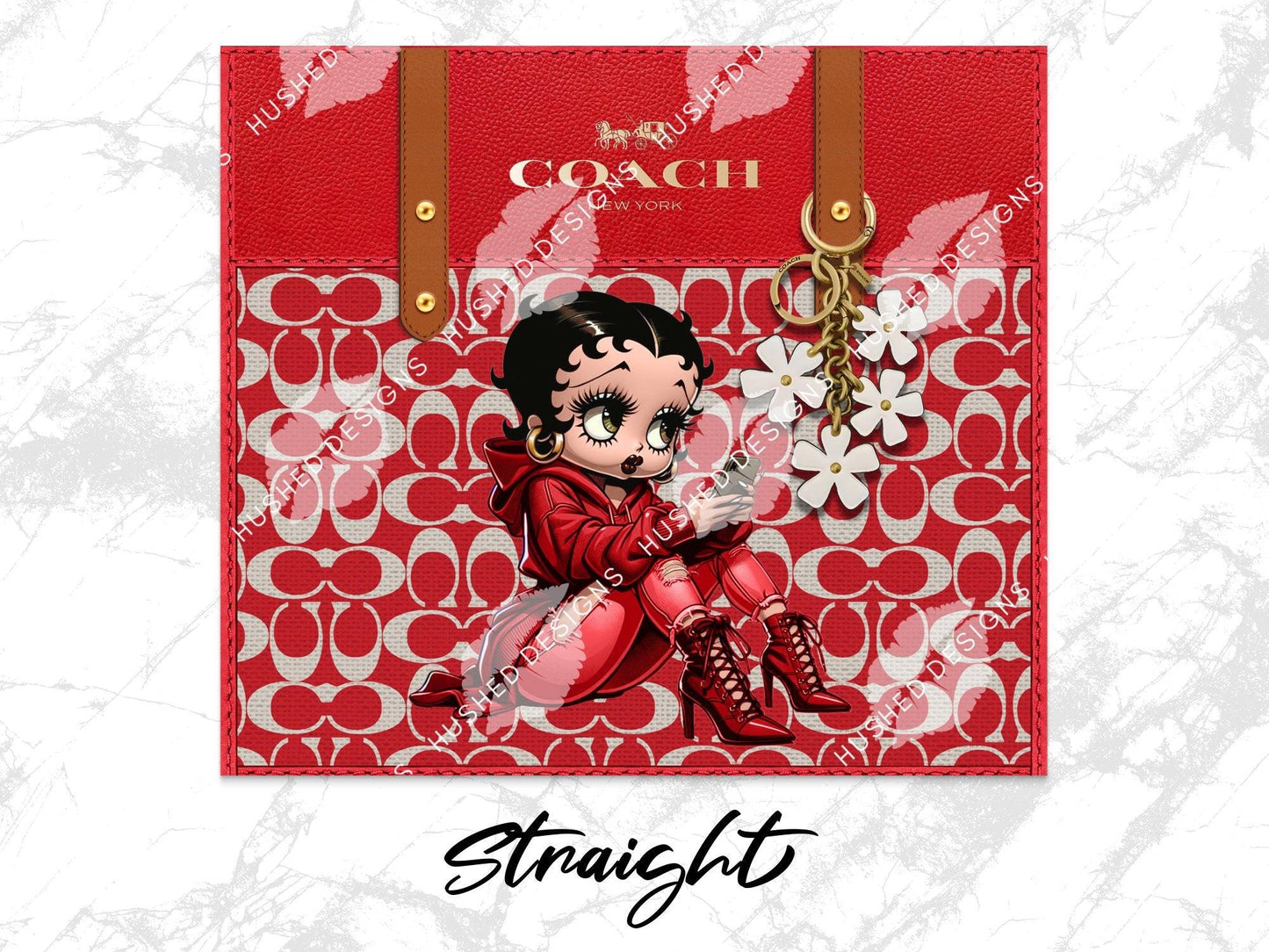 NY Coach Red Monogram with Betty Boop Fabric Texture - Hushed Designs