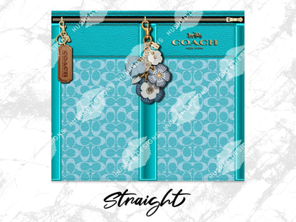 NY Coach Turquoise Monogram Leather Texture - Hushed Designs