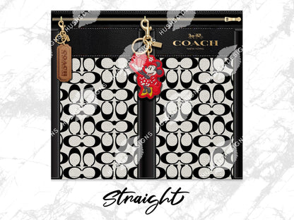 NY Coach Black and White Monogram with Minnie Key Chain Fabric Texture - Hushed Designs