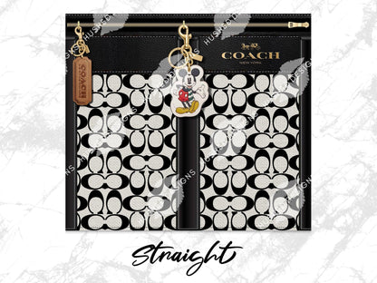 NY Coach Black and White Monogram with Mickey Key Chain Fabric Texture - Hushed Designs