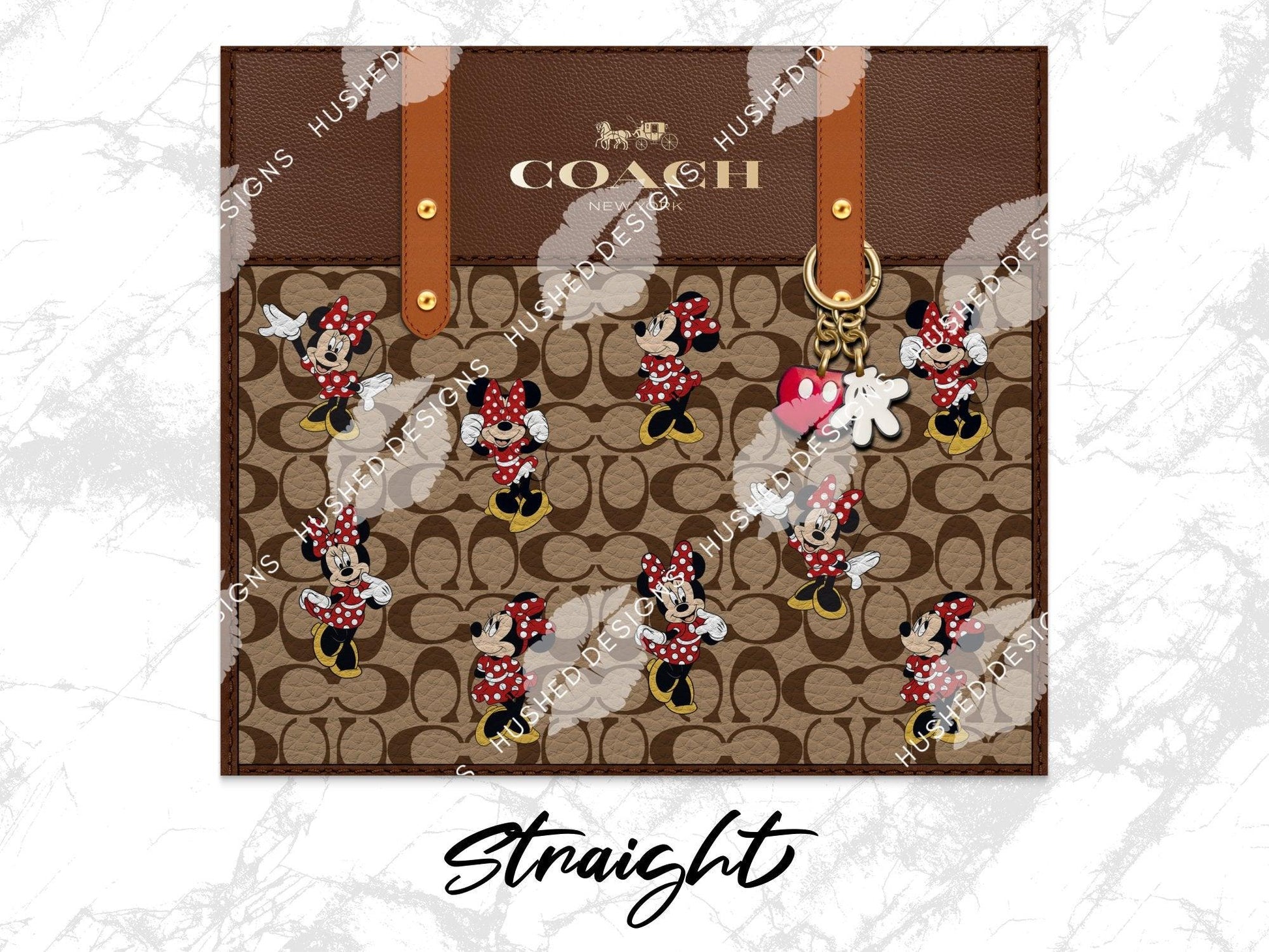 NY Coach Brown Monogram with Minnie Leather Texture - Hushed Designs