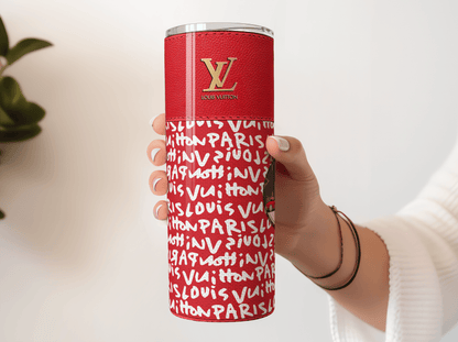 LV Red Graffiti Monogram Fabric Texture - Hushed Designs