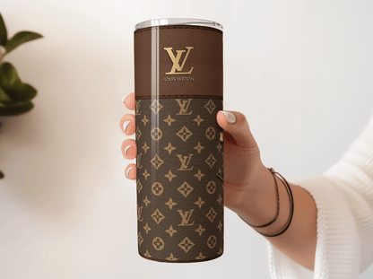 LV Brown Monogram Designer Purse with Leather Texture - Hushed Designs