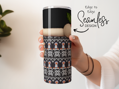 Seamless Winter Design Tumbler, Insulated Travel Mug, Christmas Themed Drinkware, Holiday Gift Idea
