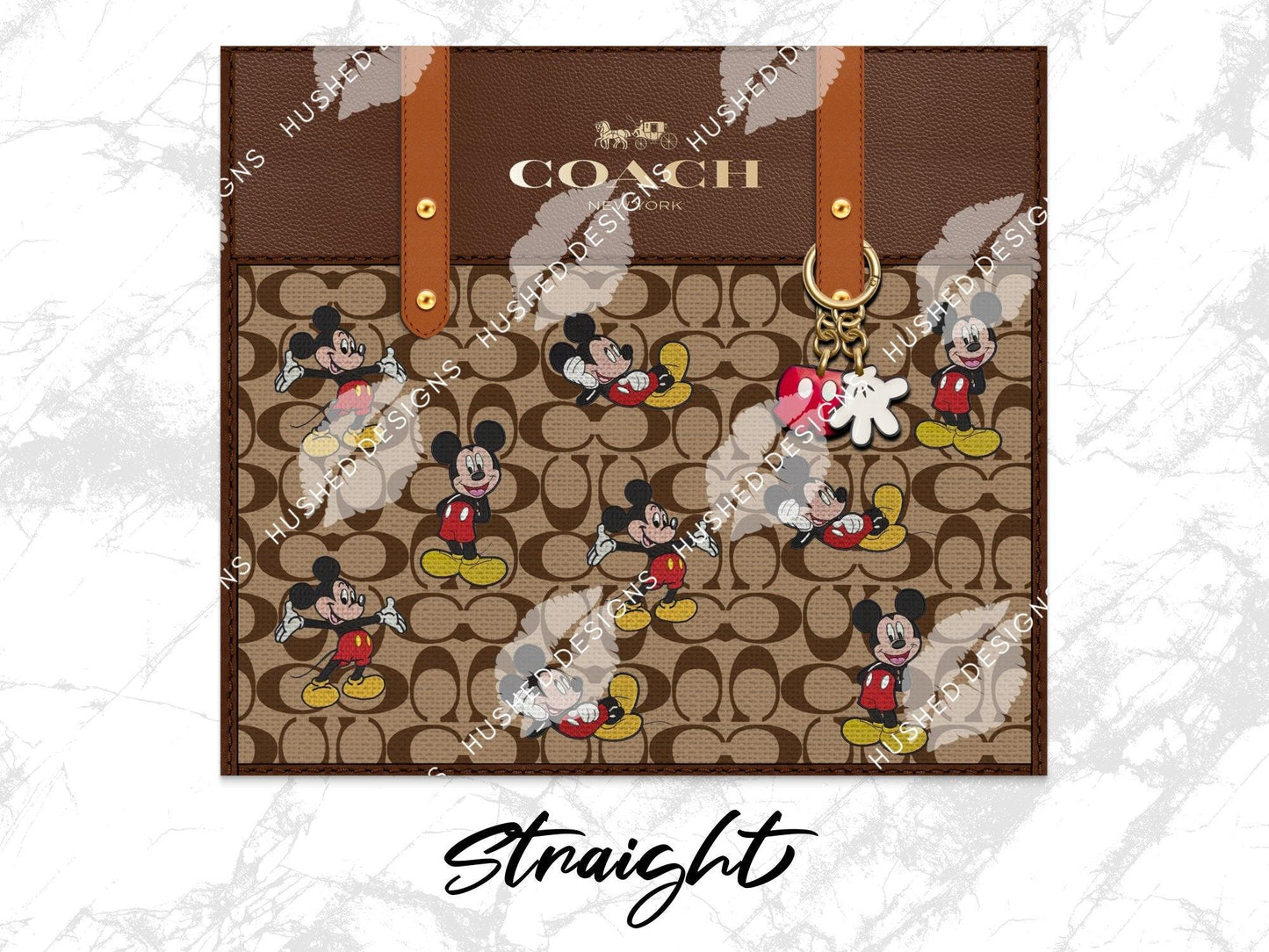 NY Coach Brown Monogram with Mickey Fabric Texture - Hushed Designs